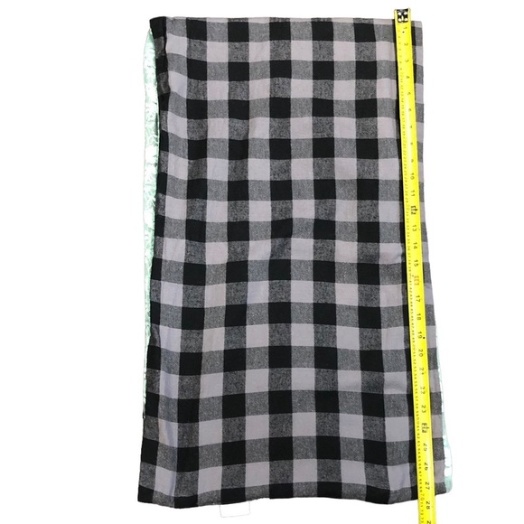 Aqua Lace Grey & Black Flannel Plaid Infinity Scarf Reversible Buttercream​​​​ - Picture 5 of 12